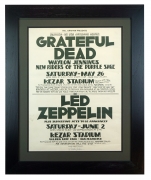 1973 Led Zeppelin concert poster for show at Kezar in San Francisco and next week Grateful Dead and Waylon Jennings 1973 poster