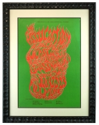 BG-18 Flame lettering poster by Wes Wilson from July 1966 for The Association, Quicksilver, the Grass Roots and Sopwith Camel at the Fillmore