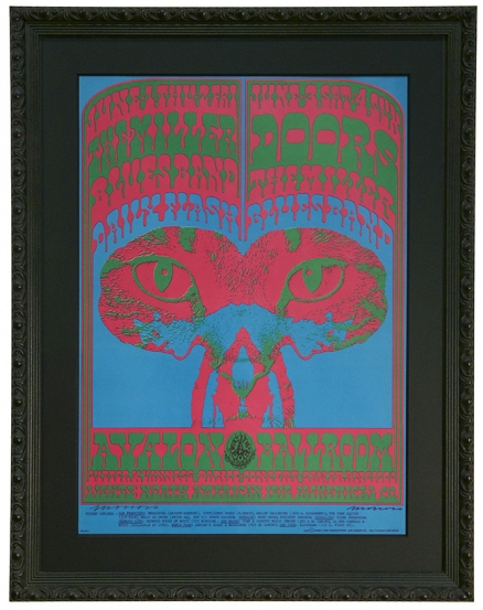 FD-64 Original Poster for The Doors at the Avalon Ballroom in San Francisco June 1-4, 1967 by Victor Moscoso. Also Steve Miller Blues Band poster.