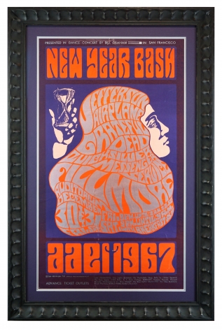 BG-37 Poster. New Years 1966-1967 Grateful Dead poster with Jefferson Airplane and Quicksilver Messenger Service at Fillmore