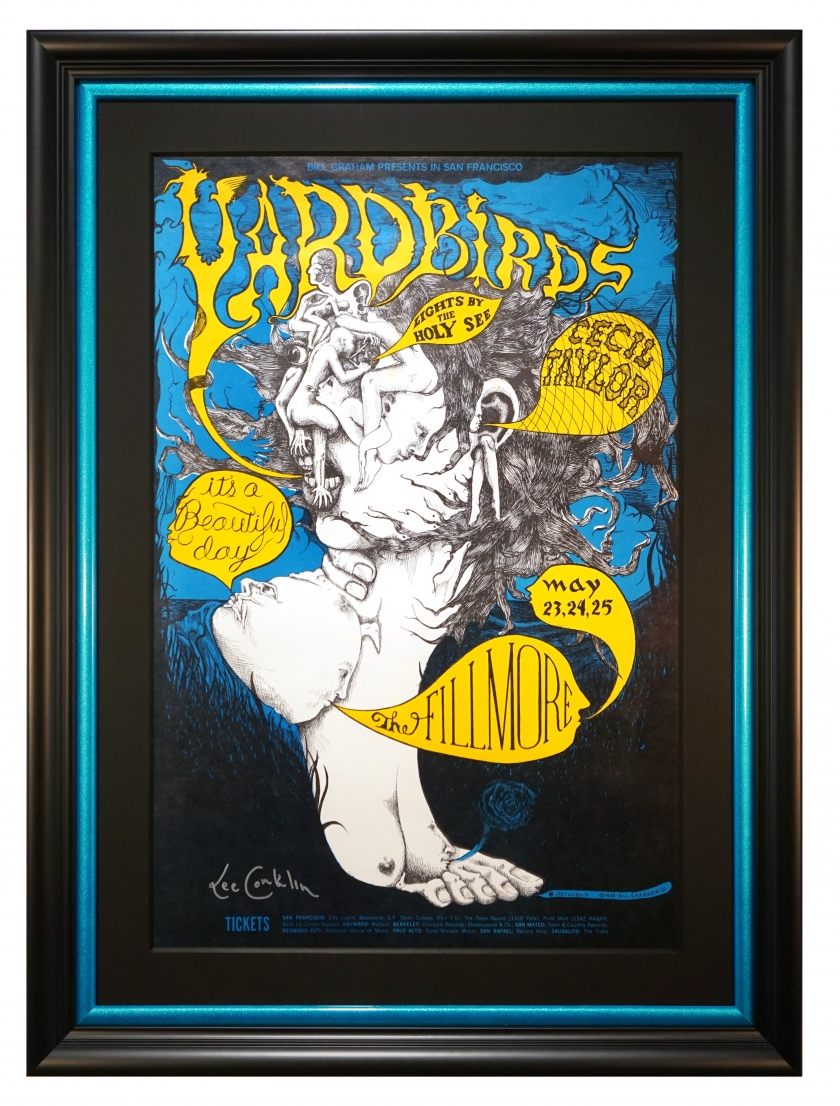 BG-121 Yardbirds poster from 1968 at the Fillmore West. Concert poster dated May 23-25, 1968 by Lee Conklin