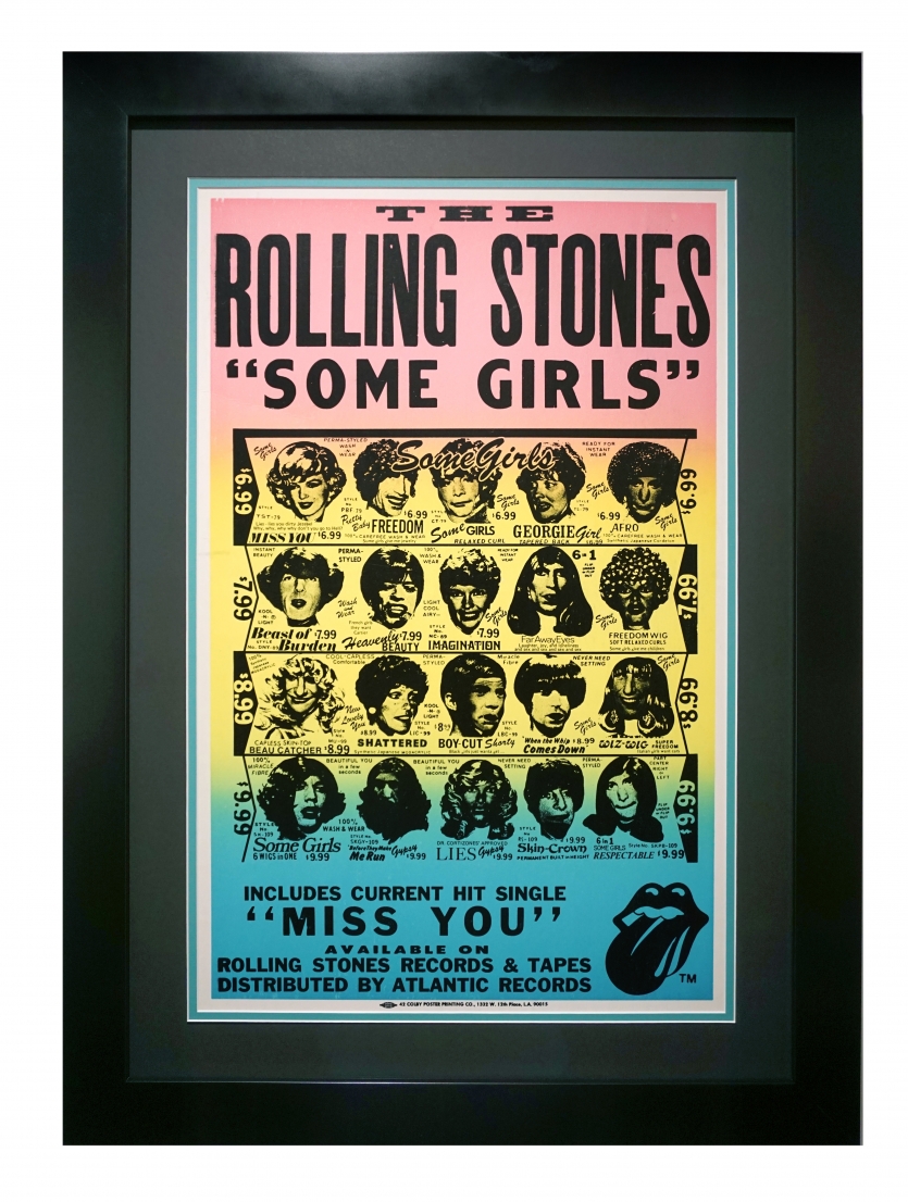 Poster for Rolling Stones Some Girls album, 1978 by Peter Corriston. An in-store record promotion for "Some Girls"