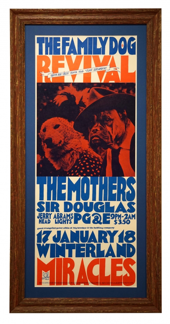 FDW-002  Mothers of Invention Poster from 1969 at Winterland by San Andreas Fault, aka, Tad Hunter also featuring 2 dogs and the Sir Douglas Quintet