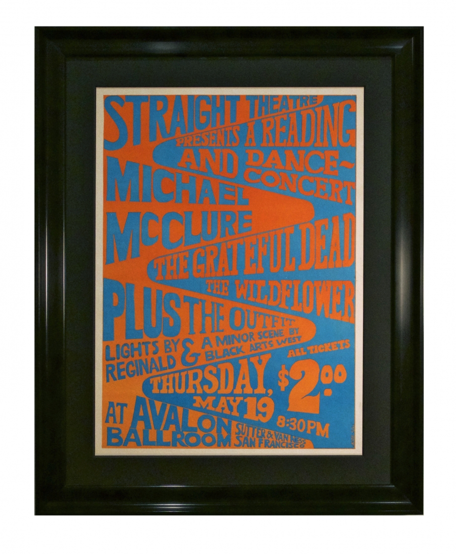 AOR 2.16 1966 Grateful Dead poster produced by Straight Theatre but at the Avalon Ballroom with Wildflower and Michael McClure by George Jacobs