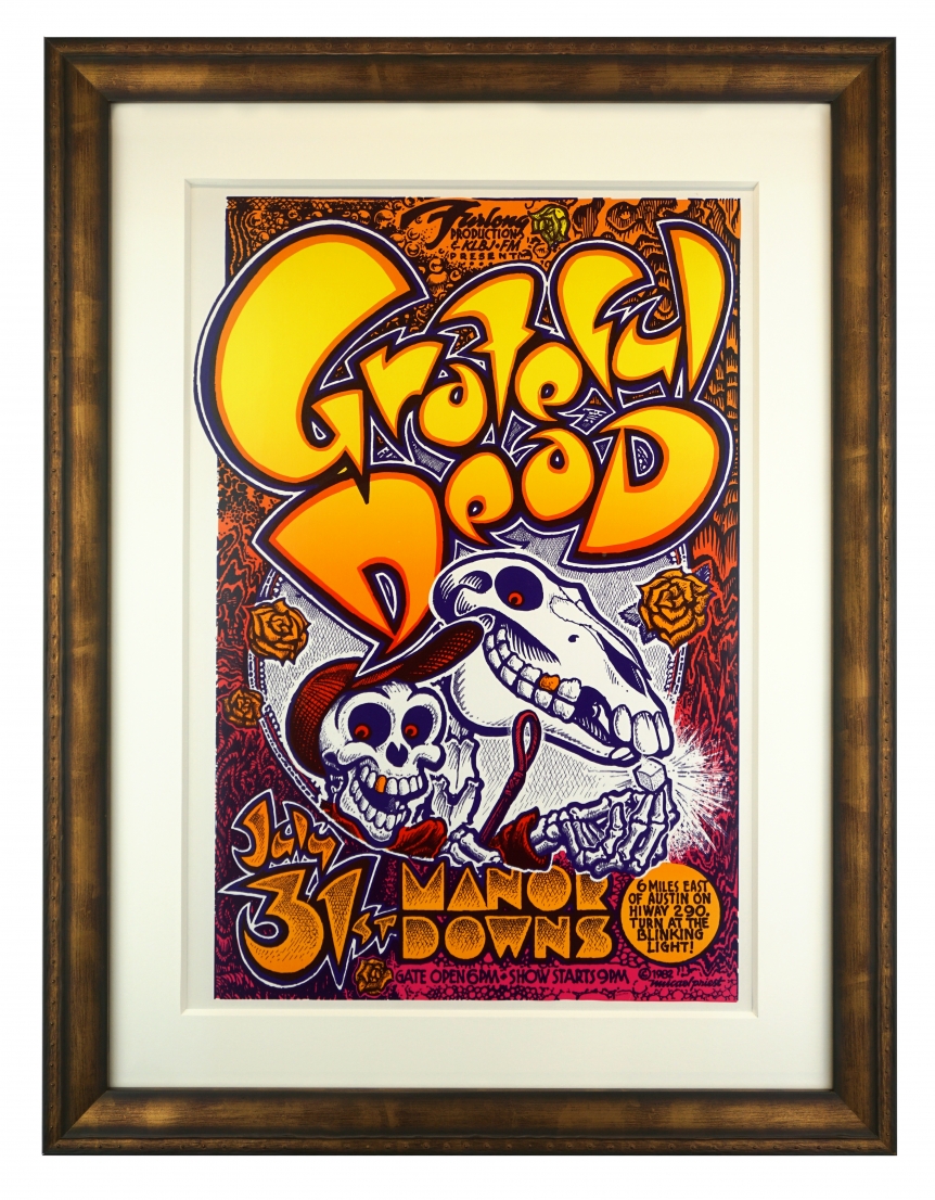AOR 4.159  Grateful Dead poster called Acid Horse by Micael Priest, Grateful Dead at Manor Downs, Austin TX July 31, 1982